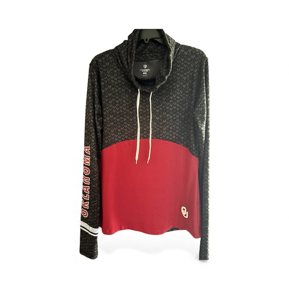 Colosseum OU Sooners Women’s Red/Gray Cowl Neck Top XL